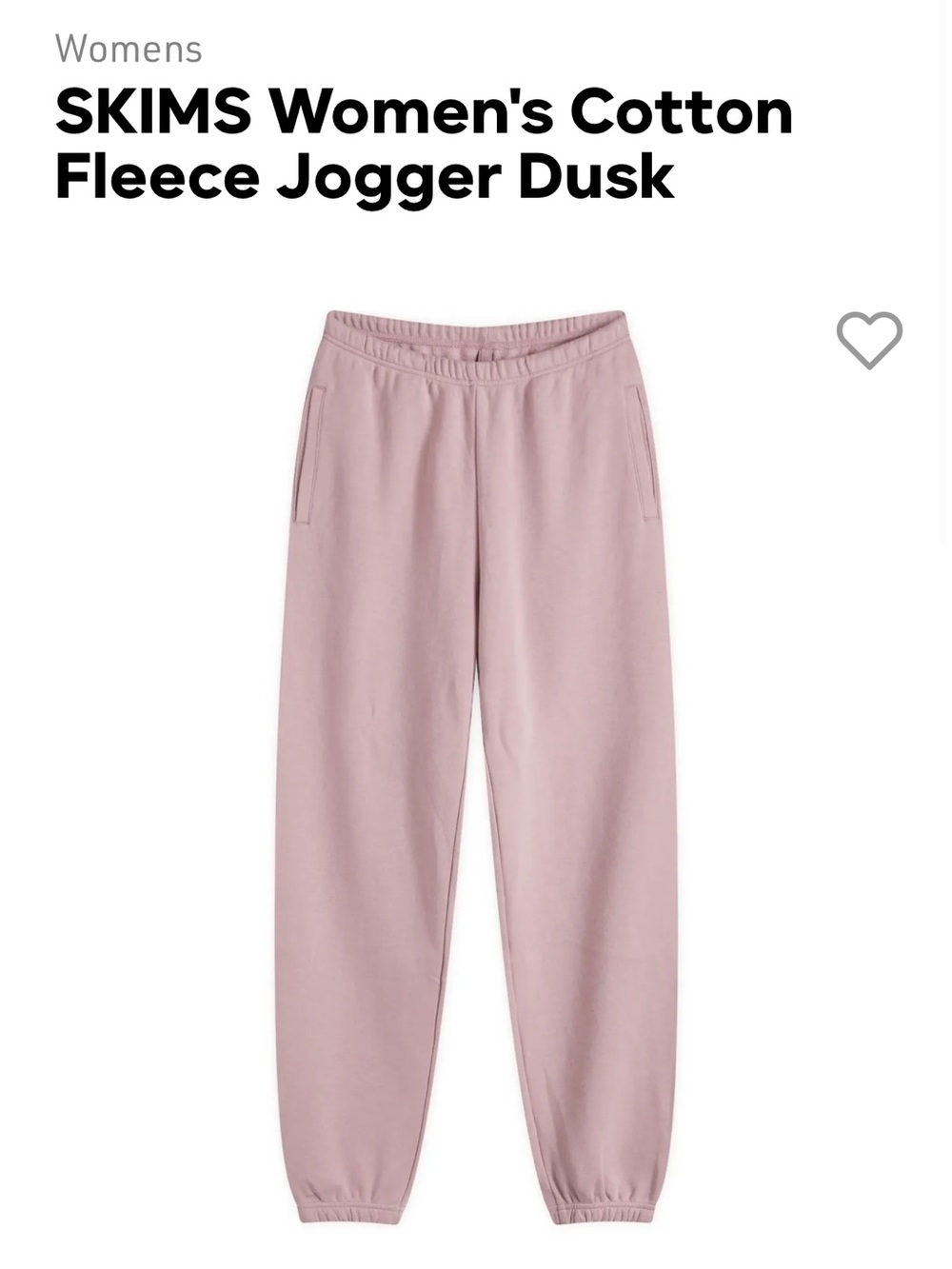 SKIMS NWT SIZE XS Cotton Fleece Jogger — Dusty Rose